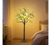 DR.DUDU Arbre de Pâques lumineux de 1,2 m avec minuteur, œufs artificiels pré-éclairés avec œufs colorés et lumières LED, décorations de Pâques pour maison, intérieur et extérieur, décoration