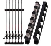 Dr.Fish 1 Paire Support Canne à Pêche Ratelier de Canne 6 Emplacements Peut Clouer Verticalement sur Murs du Garage et de la Maison à l'aide d'Accessoires Fournis
