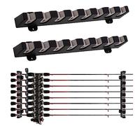 Dr.Fish 1 Paire Support Canne à Pêche Ratelier de Canne 8 Emplacements Peut Clouer Horizontalement sur Murs du Garage et de la Maison à l'aide d'Accessoires Fournis