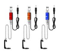 Dr.Fish 3pcs Bobines de pêche à la carpe Swingers Hangers Set 3/4 Drop Off Indicateurs lumineux LED Prise jack 2,5 mm pour détecteurs de touche dans un étui portable