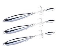 Dr.Fish 3pcs Leurre de Pêche en Mer Cuillères à Jigging Verticales en Diamant 30g pour Maquereau Morue Bar Brochet Leurres Pêche Carnassier avec Hameçons Triples (Blade Willow)
