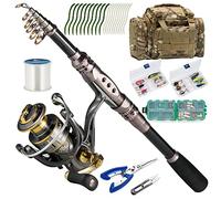 Dr.Fish Kit de canne à pêche et moulinet pour pêche à la truite et à la basse, pour appâts, accessoires de transport de pêche, sac de rangement en eau douce salée