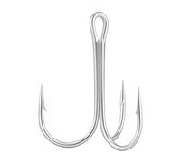 Dr.Fish Lot de 30 hameçons triples ronds courbés #16-#8/0, hameçons de pêche triples en eau salée et en eau douce, appâts durs de rechange pour appâts crankbait spinner silure doré jaune truite saumon