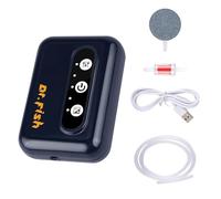 Dr.Fish Pompe à air pour aquarium, alimentée par batterie 2600 mAh rechargeable par USB, jusqu'à 72 heures d'autonomie, aérateur silencieux pour la pêche en plein air, seau d'appât vivant, bleu foncé