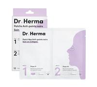 Dr Herma - Patch Nez Point Noir 2 étapes Format Nez - Purifie, Désincruste & Ressere les Pores - 5 Paires de Patch Nasal Anti Imperfection Visage