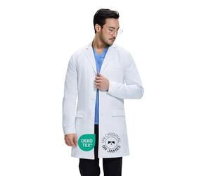 Dr. James Premium Blouse de laboratoire Consultation pour hommes, multiples poches, coupe ajustée, fermeture à boutons (2XL)