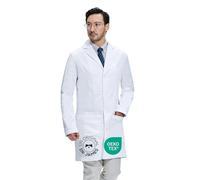 Dr. James Premium Blouse de laboratoire pour hommes, poches pour smartphone et tablette, coupe ajustée, fermeture à boutons (M)