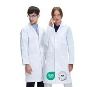 Dr. James Premium Blouse de Laboratoire Unisexe pour Hommes et Femmes, Poches Smartphone et Tablette, Coupe Classique, Fermeture à Pression (2XS (Homme 2XS / Femme XS))