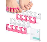 DR. JK-ToePal Lot de 2 paires de séparateurs d'orteils en gel pour homme et femme Rose + transparent