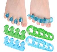 Dr. JK- ToePal Lot de 4 paires de séparateurs d'orteils en gel - Correcteur d'oignon - Vert et bleu