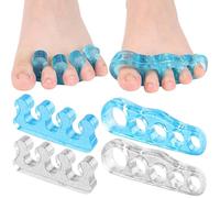 Dr. JK-ToePal Lot de 4 paires de séparateurs d'orteils en gel pour correction d'oignon, bleu et transparent