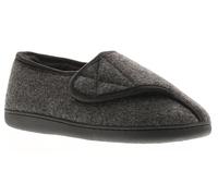 Dr Keller Pantoufles pour homme, coupe large, confortables et confortables, à enfiler, fermeture tactile, doublure en fourrure, semelle intérieure rembourrée, chaussures orthopédiques pour diabétique