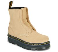 Dr. Martens Bottines Chelsea en daim, couleur sable, semelle résistante avec coutures jaunes, style décontracté, beige, 43 EU