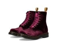 Dr. Martens Bottes tendance végétaliennes 1460 Pascal Velvet à 8 œillets pour femme, rouge cerise, 37 EU