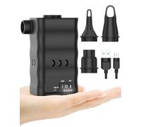 Dr.meter Pompe à air électrique - 6000 mAh - Mini pompe rechargeable avec 3 buses d'air - Batterie pour matelas gonflable, bouée, vêtements, sac sous vide (noir)