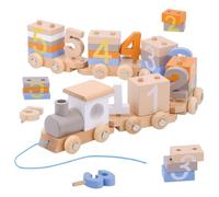 Dr. MUYA® Montessori Train des Nombres 1 2 3 4 Ans, Jouet en Bois pour Bébé 1 an, Train Enfant, Jeu Éducatifs, Jouet d’empilage, Cadeau d'anniversaire, Cadeau 1-4 Ans Fille Garçon