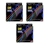 DR NMCE-10 Cordes de guitare électrique haute définition multicolores néon, 010-046, paquet de 3