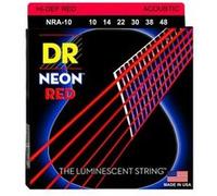 DR NRA-10 - Hi-Def Neon - Red, jeu guitare acoustique, Extra Light 10-48