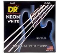 DR NWB5-45 - Hi-Def Neon - White, jeu guitare basse, 5 cordes Medium 45-125