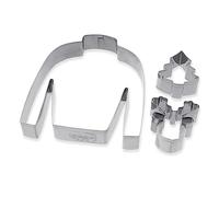 Dr.Oetker 1065 Lot d'emporte pièces pull moche, emporte-pièce "pull moche", emporte-pièces de Noël, Acier inoxydable, Argenté, 8 x 7,8 x 1,7 cm