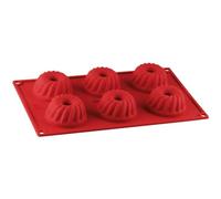 Dr Oetker 1270 Moule 6 mini Kougelhopfs en silicone, Moule en silicone, Moule à gâteau, Moule pour Kougelhopf, Moule silicone, Moule mini gâteaux, Silicone, Rouge, 30 cm x 17,5 cm x 3,5 cm