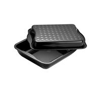 Dr. Oetker 1301 Plat à gratin avec couvercle, plat rectangulaire, plat à four, plat de cuisson four, plat cuisson four, Acier emaille, 42 x 34 x 13 cm
