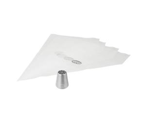 Dr.Oetker 1377 Lot de 4 poches à douille et une douille de noël, Douille motif cristaux de glace, Acier inoxydable, Plastique, 36 x 20 cm