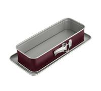 Dr. Oetker 2479 Moule à cake à charnière, Moule à gateau, Moule à brioche, Moule rectangle à charnière, Moule à gateau rectangulaire, Acier inoxydable, Bicolore, Argenté, Bordeaux, 30 cm x 12 cm