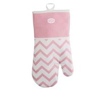 Dr Oetker 4633 Gant de cuisine, Gant de cuisine rétro, Gant pour four, Gant de cuisine anti chaleur, Gant pour plats chauds, Coton, Rose pâle, Blanc, Gris, 31,5 cm x 18 cm