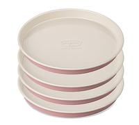 Dr Oetker 4654 Set de 4 moules pour gâteaux à étages, set layer cakes, moules design rétro, moules à gâteaux antiadhésifs, Acier inoxydable, Céramique, Rose, Blanc, Diamètre 17 cm
