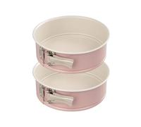 Dr Oetker 9328550 Lot de deux moules à manqué à charnière bicolore, Moule à gâteaux rétro à revêtement en céramique, Moule rond, Acier inoxydable, Céramique, Crème, Rose, 20cm