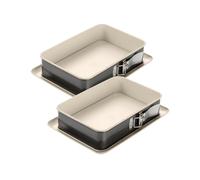 Dr Oetker 9330950 Lot de 2 moules à gâteaux, Plat four, Moule rectangulaire à charnière, Moule à charnière, Moule rectangulaire, Acier inoxydable, Céramique, Crème, Gris anthracite, 28 x 18 x 7 cm