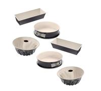 Dr Oetker 9331150 lot de 2 set de 3 moules à pâtisserie, moule à manqué, moule à charnière, moule a gâteau, moule à cake, moule à pain, moule à kouglof, anti-adhésif, Acier, céramique