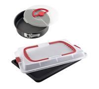 Dr Oetker 9922850 Ensemble De 2 Plaques De Cuisson Avec Couvercle, Plaque De Cuisson, Moule À Manqué Couvercle, Moule Gateau Rond, Moule À Charnière, Plaque De Four, Acier, 42 X 29 X 4 Cm Et 26 X 7