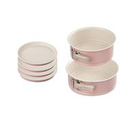Dr. Oetker 9925750 Lors de 3 moules à gâteaux, Moule à manqué, moules à gâteaux, moule rond de pâtisserie, moule layer cakes, Acier, Céramique, Rose, 18,5 x 7,5 x 18 cm | 20 x 7 cm | 17 x 1,5 cm