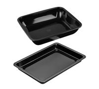 Dr. Oetker 9929450 Set de 2 Plats à Four, Plat de Cuisson, Plaque à pâtisserie, Plat Four, Plaque pâtisserie, Acier, Email, Noir, 42 x 29 x 4 cm et 40 x 34 x 8 cm