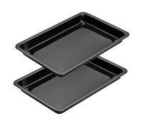 Dr Oetker 9929550 Lot de 2 plats à four, Cuisson pizza four, Plat de cuisson, Plaque à pâtisserie, Plat four, Pizza, Plaque pâtisserie, Acier, Email, Noir, 42 x 29 x 4 cm