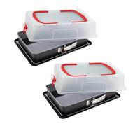 Dr. Oetker 9930650 Lot de 2 moules à gâteau rectangulaires avec couvercle de transport - Moule à lasagnes - Plat de cuisson - Plat à lasagnes - Acier - 42 x 29 x 7 cm