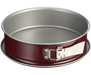Dr. Oetker BackLiebe Moule à charnière bicolore Ø 26 cm avec fond plat Moule à gâteau rond avec revêtement anti-adhésif bicolore (gris/rouge) Quantité : 1 pièce, acier
