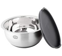 Dr. Oetker Bol mélangeur avec couvercle Ø 24 cm, bol de cuisine 5 litres, saladier avec fond en silicone antidérapant, bol à pâte en acier inoxydable de qualité supérieure (couleur : gris/marron/argent)