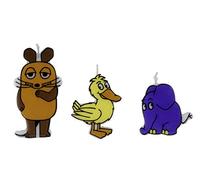 Bougie à motif souris, canard, éléphant Dr. Oetker avec support, orange/bleu/jaune (paquet de 3)
