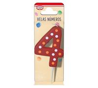 DR. OETKER Bougies numéro 4, bougie d'anniversaire pour personnaliser gâteaux, cupcakes ou biscuits - Lot de 1 bougie avec numéro 4 de couleurs rouge, bleu, vert ou jaune