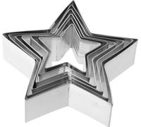 Dr. Oetker Cookie Cutters Ausstecher Sterne, 6 Stück, Plätzchenform, Plätzchen Form, Ausstechform, Weißblech, Silber, Ø 4-9 cm, 1061