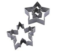 Dr. Oetker Linzer Lot de 2 emporte-pièces flocon de neige et étoile - Parfait pour les biscuits de Noël, en acier inoxydable de qualité supérieure, passe au lave-vaisselle, argent