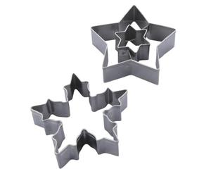 Dr. Oetker Linzer Lot de 2 emporte-pièces flocon de neige et étoile - Parfait pour les biscuits de Noël, en acier inoxydable de qualité supérieure, passe au lave-vaisselle, argent