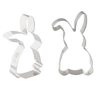 Dr. Oetker Lot de 2 emporte-pièces en forme de lapin pour cookies et biscuits de la série Pâques dorées (couleur : argent), 2-TLG Osterhasen Set