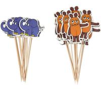 Dr. Oetker Party-Picker "Souris & Eléphant" DieMaus, motifs de souris pour décorer les gâteaux, motifs d'éléphant pour embellir les gâteaux (couleur : brun, orange, bleu) Quantité : 2 x 12 pièces