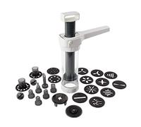 Dr. Oetker Presse à Pâtisserie avec 12 Disques et 6 Douilles Presse à Biscuits Seringue Haute Qualité pour Décorations, Presse à Biscuits avec Grand Volume de Remplissage (Couleur : Blanc/Gris)