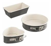 Dr. Oetker Lot de 3 mini moules de cuisson exclusifs avec revêtement antiadhésif renforcé en céramique - Moules à gâteaux pour différents gâteaux - Gris/marron/crème