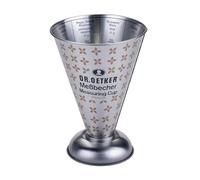 Dr. Oetker Verre doseur vintage en fer blanc - Instrument de mesure précis pour les professionnels de la cuisine et les amateurs de pâtisserie - 11 x 15,5 cm - Avec graduations intérieures spéciales